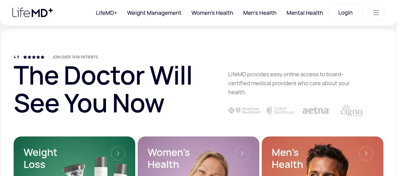 Screenshot of the LifeMD website