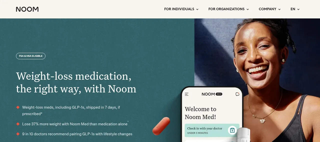 Screenshot of the Noom Med website